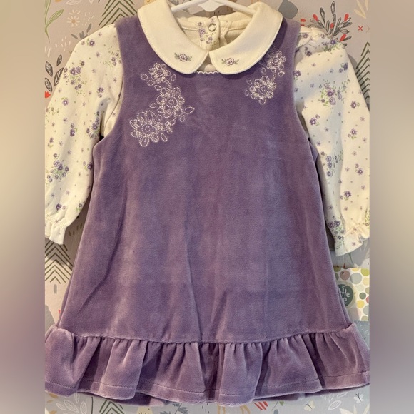 Little Me Other - 90s Little Me Lavender Peter Pan Collar Embroidered Jumper Floral Blouse NWT